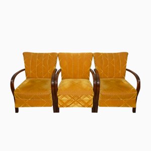 Art Deco Armchair with Armrests in Yellow, 1920s