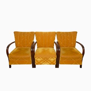 Fauteuil Art Déco avec Accoudoirs Jaune, 1920s