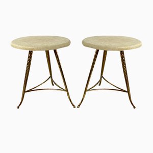 Mid-Century Brass Stools in the style of Paolo Buffa, 1950s, Set of 2