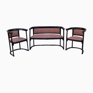 Art Nouveau Chairs and Sofa by Josef Hoffmann for Thonet, Set of 3
