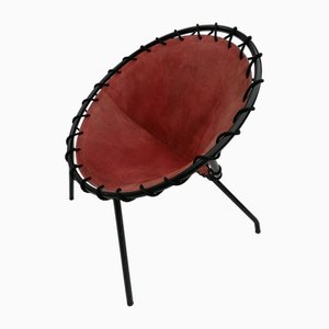 Vintage Leather Balloon Chair, 1960s