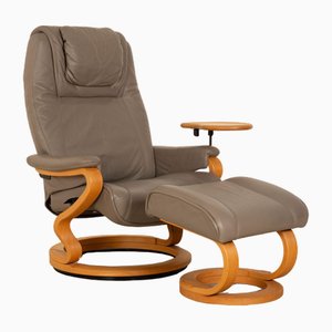 Fauteuil et Tabouret Zerostress en Cuir de Himolla, Set de 2