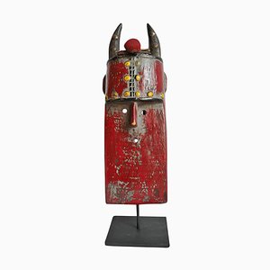 Vintage Red Toma Mask on Stand