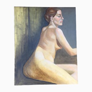 Desnudo femenino, años 70, pintura sobre lienzo