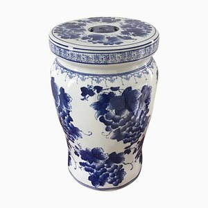 Chinesischer Gartenständer aus blauem und weißem Porzellan