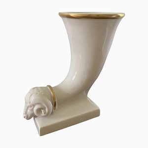 Vintage Rams Head Füllhorn Vase aus Porzellan