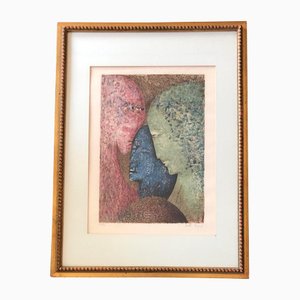 Bella Brisel, Portrait of 3 Woman, 1950s, Lithograph, Framed