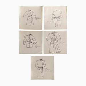 Fashion Illustrations, 1980s, Artworks on Paper, Set of 5