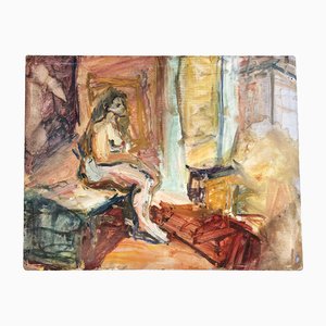 Interior desnudo femenino abstracto, años 70, Pintura