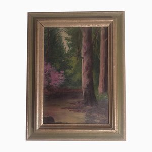 Woodland, anni '70, dipinto ad olio, con cornice