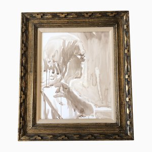 Untitled, Portrait Watercolor Painting, 1970s, Framed