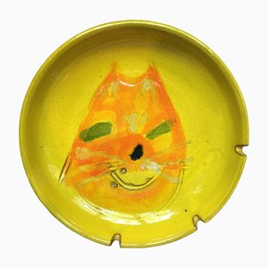 Mid-Century Modern Italian Abstract Pop Art Cat Ceramic Ashtray