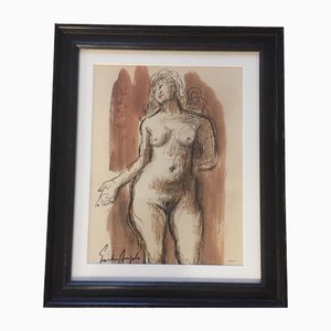 Desnudo femenino, años 70, Pintura sobre papel