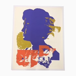 Pop Art Figur, 1970er, Große Lithographie auf Papier