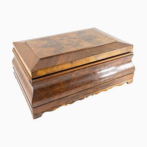 American Empire Walnut and Burl Veneer Writing Stationary Box