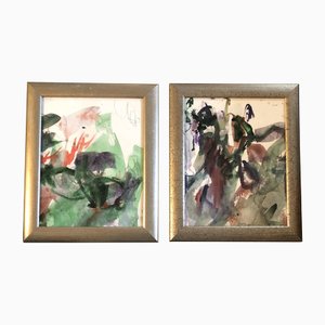 Abstract Compositions, 1970s, Aquarelle sur Papier, Set de 2