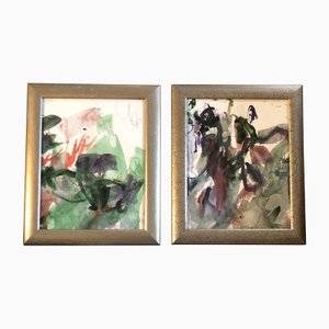 Abstract Compositions, 1970s, Watercolor on Paper, Set of 2