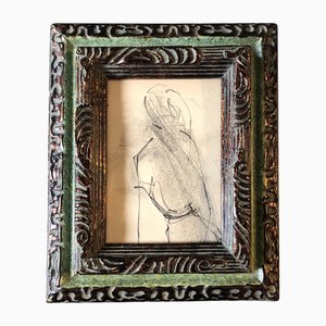 Abstract Figure Study, 1960s, Charcoal on Paper, Framed
