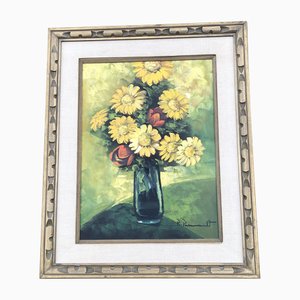 Sunflower Still Life, 1950s, Painting on Canvas, Framed