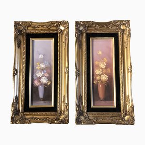 Robert Cox, Untitled, Floral Still Life Painting, Framed, Set of 2