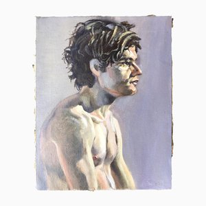 Portrait Homme Classique, 1980s, Peinture sur Toile