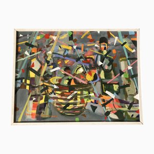 Cesta abstracta, años 80, Pintura sobre lienzo