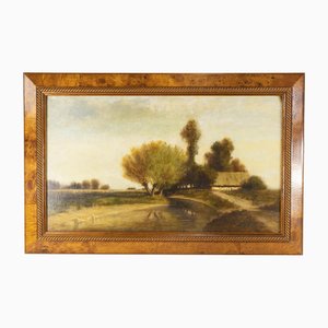 Robert Henry Fuller, paisaje estadounidense, década de 1800, óleo sobre madera