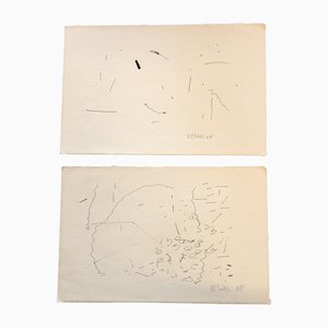 Robert Cooke, Abstract Compositions, Ink Drawings, 1960s, Set of 2