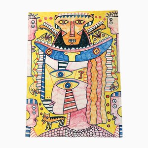 The King of Babylon, Colored Marker Drawing, 1990s