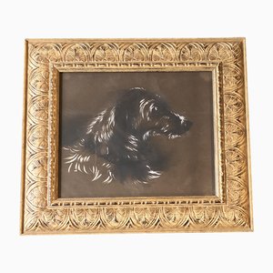 Terrier Hund, 1890er, Kohle & Pastell auf Papier, gerahmt