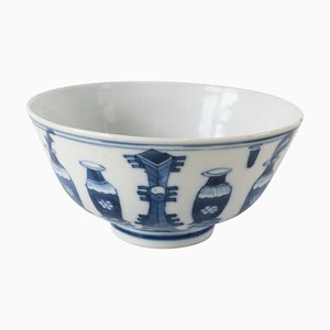 Cuenco chino antiguo azul y blanco