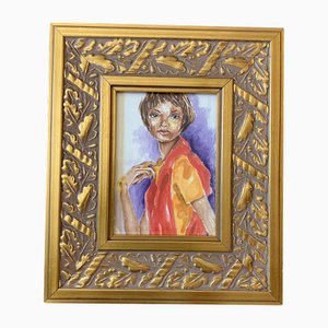 Small Fashion Illustration, 1980s, Watercolor, Framed