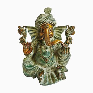 Ganesha antiguo de latón y verdín