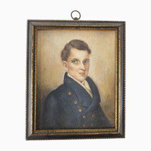 Portrait miniature américain, peinture à l'huile sur toile, années 1800, encadré