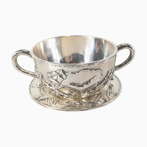 Japanese Sterling Silver Lotus Bowl by Yokohama for Arthur & Bond