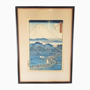 Utagawa Hiroshige II, escena japonesa, grabado en madera, década de 1800