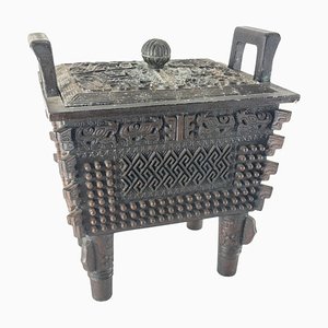 Asian Modern Metal Ice Bucket in James Mont Style