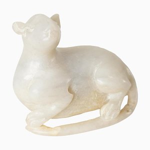Early 20th Century Chinese Carved White Nephrite Jade Rat Toggle
