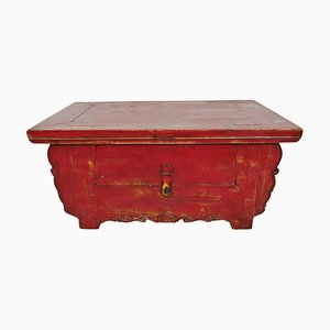 Tavolo da esposizione vintage rosso Ming