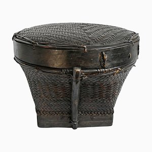 Vintage Akha Thai Round Basket