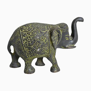 Figura de elefante de Jaipur vintage de bronce