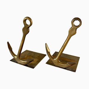 Cast Brass Anchor Bookends, Set of 2