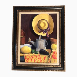 Stillleben mit Obst & Garten, 1950er, Gemälde, gerahmt