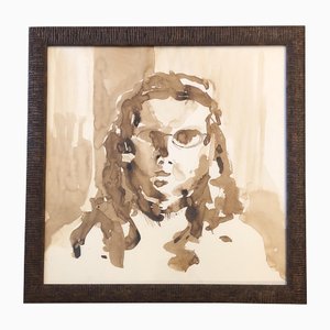 Mid Century Portrait, 1970s, Watercolor on Paper