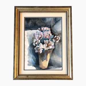 Floral Still Life, 1980s, Watercolor, Framed
