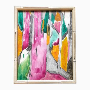 Abstract Composition, 1970s, Watercolor on Paper, Framed