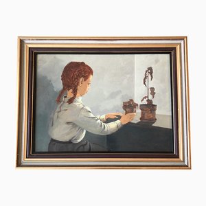 Still Life with Little Girl, 1980s, Painting, Framed