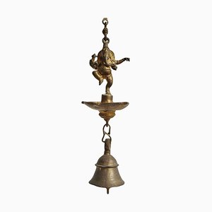 Lampada a olio Ganesha Bell antica in bronzo