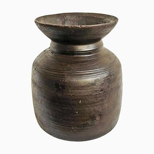 Vintage India Wood Carved Pot