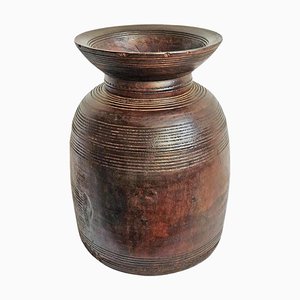 Vintage Rustic Wood Pot, India